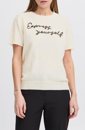 Ichi Short Sleeve Sweater in Birch at Nordstrom Rack, Size X-Small