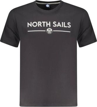 North Sails Tops, Heren, Zwart, 2Xl, Katoen, Zwarte Katoenen Crew Neck T-Shirt