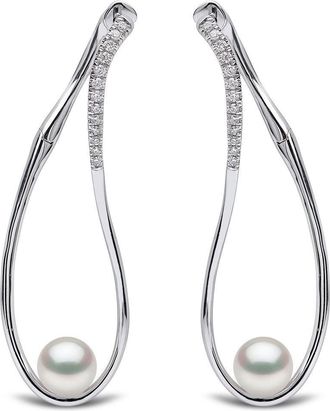 Yoko London 18kt white gold Sleek Akoya pearl and diamond earrings - women - Diamond/18kt White Gold/Akoya Pearl - One Size - Silver