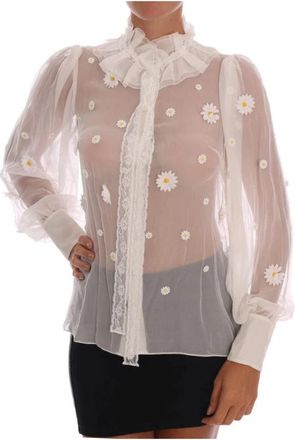 Dolce & Gabbana Zijden Shirt voor Vrouwen - Dames - Blouses - Wit - XS - Overhemden