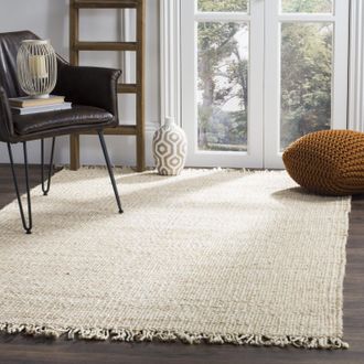 Safavieh Natural Fiber Hand Made Area rug, Ivory Solid / Tonal Style Non-Shedding