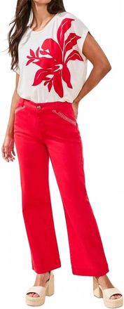 Tribal Womens Fly Frt Ankle Pant In Sangria