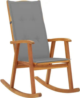 vidaXL Vidaxl - Silla Mecedora Con Cojines Madera Maciza De Acacia