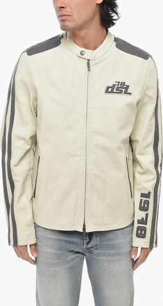 Diesel Perforated Leather Jacket L-POP with Monogram Diesel