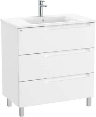 Roca Roca - Pack Unik Mueble De 3 Cajones + Lavabo En El Centro Aleyda Color: Blanco Mate - Medidas: 805x460x740 Mm