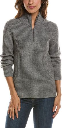 Fort&eacute; Cashmere Zip Mock Neck 100% Cashmere Sweater