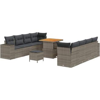 vidaXL Vidaxl - Conjunto De Sof&aacute; De Jard&iacute;n 11 Pcs Gris 80 X 80 X 71 Cm