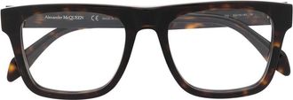 Alexander McQueen Eyewear tortoiseshell-effect square-frame glasses - unisex - Acetate - 52 - Brown