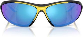 Ferrari 73mm Cat Eye Sunglasses in Black Shiny /Mirror Blue at Nordstrom