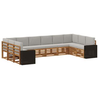 vidaXL Conjunto De Sof&aacute;s De Exterior 10 Uds. Natural Y Gris Claro Vidaxl