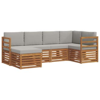 vidaXL Conjunto De Sof&aacute; Seccional Con Coj&iacute;n 6 Pcs Gris Natural Y Claro Vidaxl