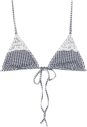 Frankies Bikinis Elena Gingham Lace-trim Bikini Top