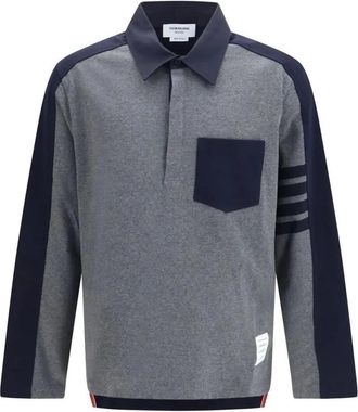Thom Browne Oversized Colorblock Rugby Polo - Heren - Polos - Grijs - M - Katoen - Tops