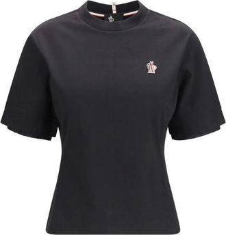 Moncler T-Shirts, female, Black, Size: XS Cotton T-shirt