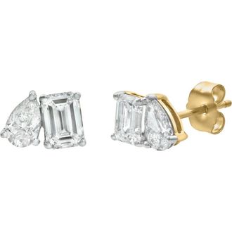 LuvMyJewelry Valessa 14K Gold 2 Ct Lab Grown Diamond Toi Et Moi Earrings in 14K Yellow Gold at Nordstrom