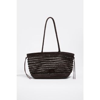 Bimba & Lola Plaited Leather Shopper Bag in Dark Brown at Nordstrom