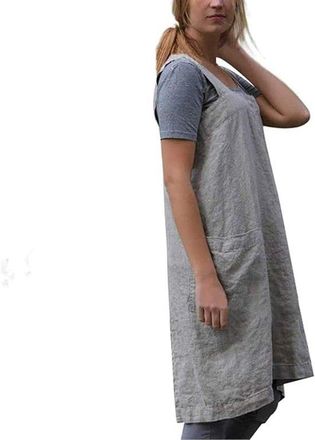 OEM Delantal, Delantal Cruzado Para Mujer, Algod&oacute;n, Delantales, Delantal Con Bolsillos Para Trabajar En Jardiner&iacute;a, Pintura Y Reposter&iacute;a, Gris