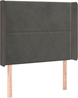 vidaXL Cabecero Con Orejas De Terciopelo Gris Oscuro 93x16x118/128 Cm Vidaxl