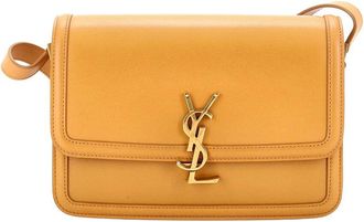 Saint Laurent Brown Sheep Leather Solferino Bag Medium (Authentic Pre-Loved)