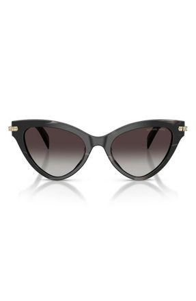 Michael Kors Roanoke 52mm Gradient Cat Eye Sunglasses in Black Horn /Light Grey at Nordstrom