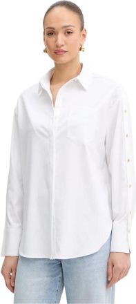 Fracomina Shirt Over Fit Gemaakt Van Popeline - Dames - Overhemden - Wit - L - Polyester - Overhemden