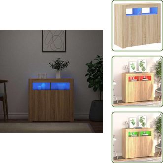 vidaXL The Living Store Credenza con Luci LED Rovere Sonoma 80x35x75 cm - Credenza in legno