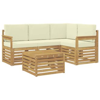 vidaXL Conjunto De Sof&aacute;s De Exterior 5 Pcs Blanco Y Crema Vidaxl