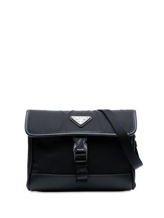 Prada Pouch per smartphone con tracolla in Re-Nylon e pelle Saffiano 2013-2025 - Nero