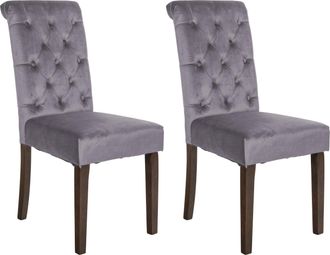 Clp Clp - Set De 2 Sillas De Comedor Lisburn En Tela O Terciopelo Gris Oscuro Terciopelo
