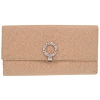 Bulgari Beige Leather Long Wallet (Bi-Fold) (Pre-Owned)