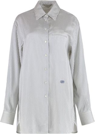 Stella McCartney Gestreepte zijden blouse - Dames - Overhemden - Wit - S - Overhemden
