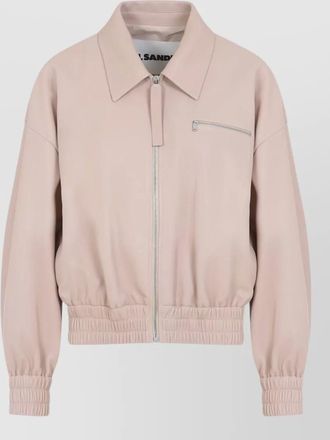 Jil Sander nappa leather blouson collared long sleeves
