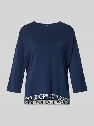 Joop Strickpullover mit Label-Details und 3/4-Arm Modell Kussa in Marine, Gr&ouml;&szlig;e 42