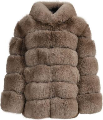 Wanan Luxury Giacca Adele Marrone in Pelliccia di Volpe-Donna