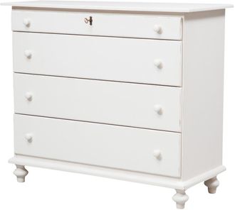 Biscottini International C&oacute;moda De Estilo Country De Madera Maciza De Tilo Acabado Con Efecto Blanco Envejecido 114x49x99 Cm