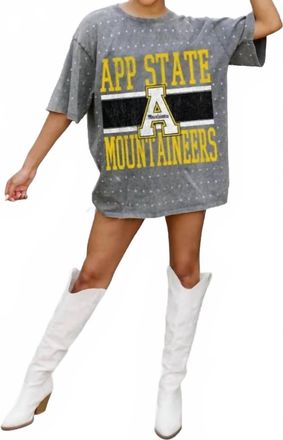 Gameday Couture Appalachian State Rhinestone Tee In Grey