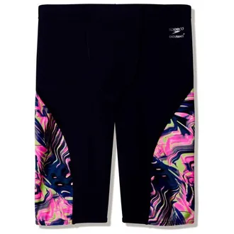 Speedo Male Spliced Printed Jammer Badehose f&uuml;r Herren | schwarz