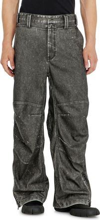 Diesel Pants in distressed-effect bonded material - Pants - Man - Grey