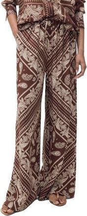 Mango Paisley Print Wide Leg Pants in Brown at Nordstrom Rack, Size Medium