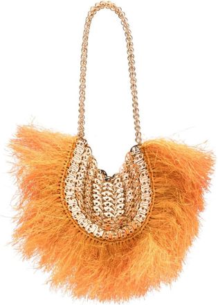 Paco Rabanne 1969 Moon fringe-detail tote bag - women - Metal/Straw - One Size - Gold