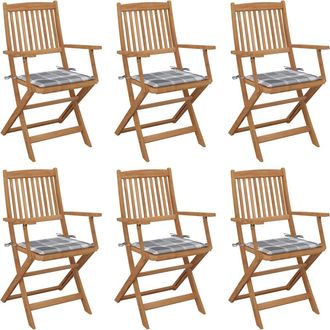 vidaXL Vidaxl - Sillas De Jard&iacute;n Plegables 6 Uds Y Cojines Madera Maciza Acacia