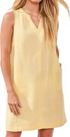 Tribal Flowy Sleeveless V-Neck Dress In Lemongrass