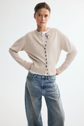 H&M Fine-knit Cardigan in Light Beige Melange at Nordstrom, Size X-Small