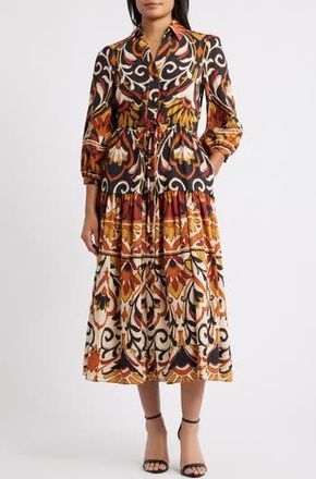Julia Jordan Geo Print Shirtdress in Brown/Black Multi at Nordstrom Rack, Size 12