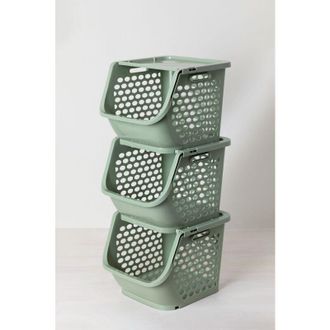 OEM Juego De 3 Cestas De Almacenamiento Color Celad&oacute;n