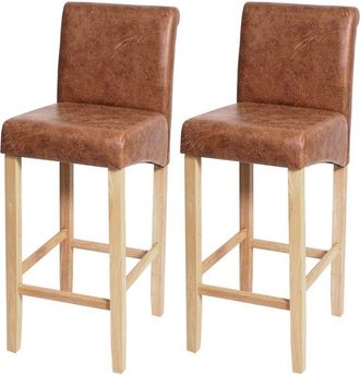 Hhg Hhg - Nunca Usado] Lote De 2 Taburetes De Bar 717, Taburete De Bar Taburete De Bar, Madera, Imitaci&oacute;n De Ante, Patas Claras, Tela/textil