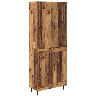 vidaXL Highboard Old Wood 69.5 x 34 x 180 cm Engineered Wood and Glass vidaXL