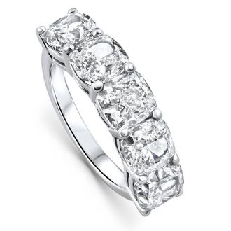 Pompeii3 5 1/4Ct Cushion Cut 5-Stone Diamond Wedding Anniversary Ring 14k Gold Lab Grown