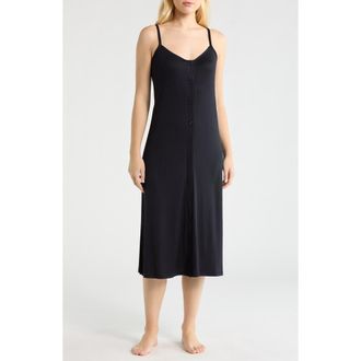 French Connection Rib Button Front Nightgown in Utility Blue at Nordstrom, Size X-Large
