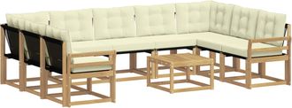 vidaXL Conjunto De Sof&aacute;s De Exterior 10 Uds. Blanco Y Crema Vidaxl